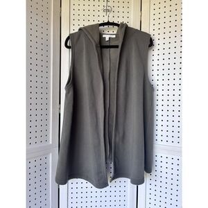 Threads 4 Thought Women's Lg Organic Cotton Blend Hooded Open Front Vest‎ Green